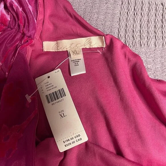 Hutch One-Shoulder Ruched Velvet Dress Pink/Rose/Magenta XL - Picture 5 of 9